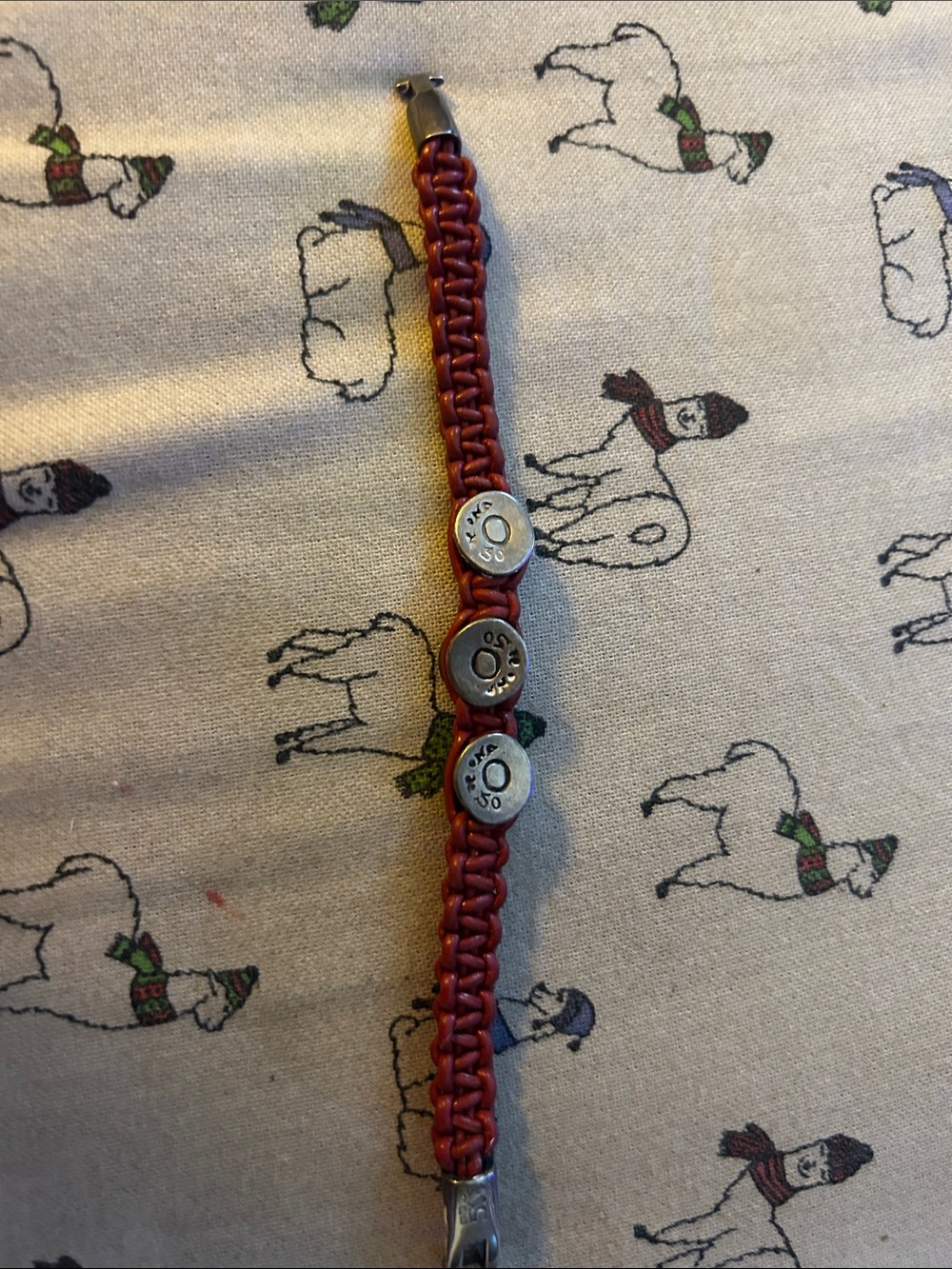 Uno de 50 unusual bracelet. Braided brown leather. Unusual clasp